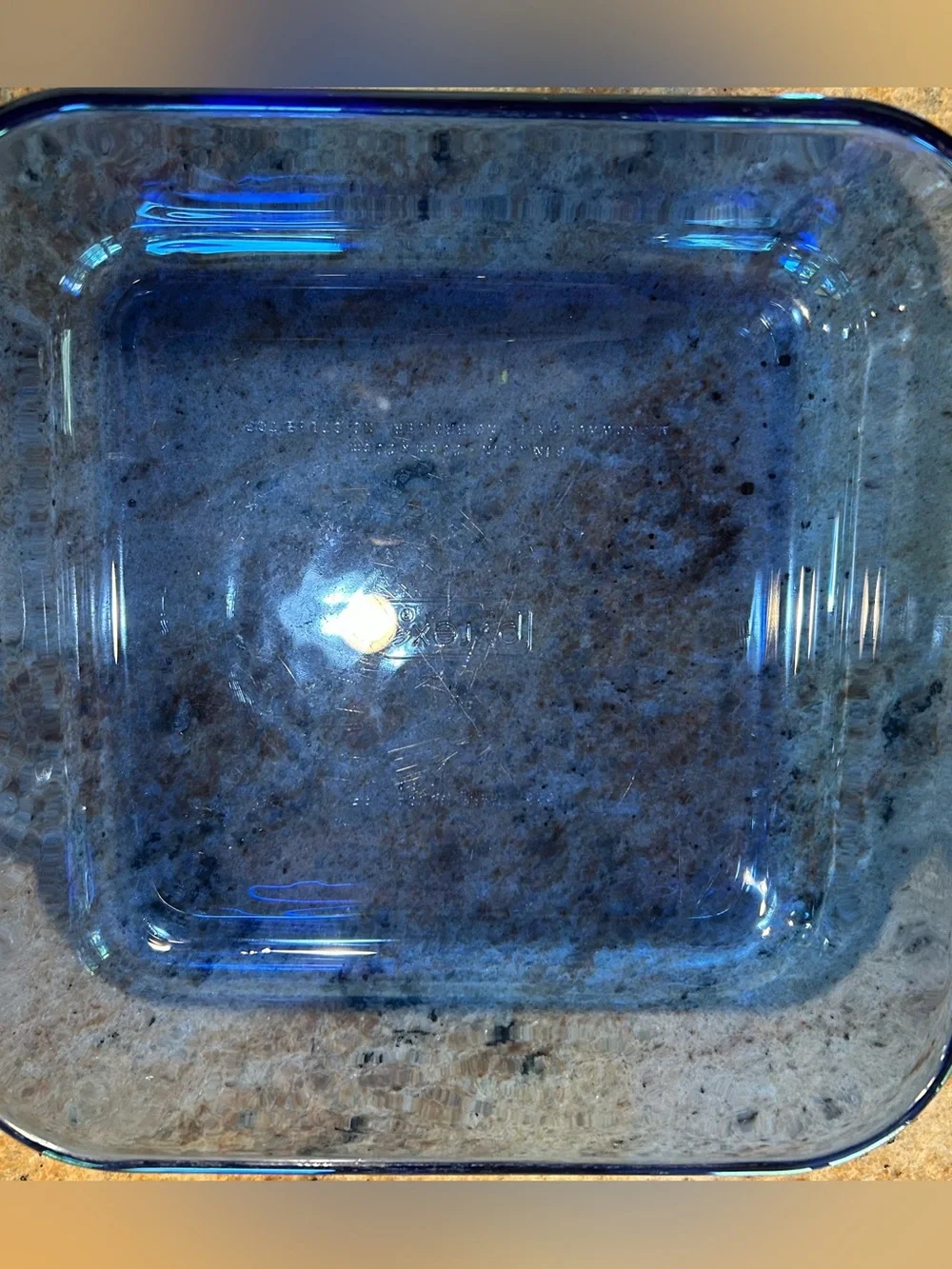Pyrex #222 R Cobalt Blue Square Baker Dish 8”x8”x2” molded handles 2 Qt capacity